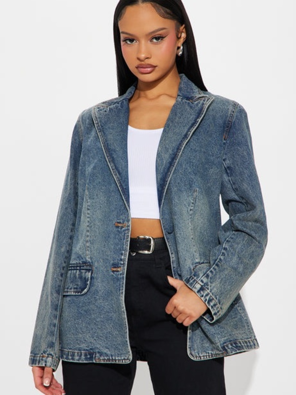 Fashion Nova Denim Blazer NWT
